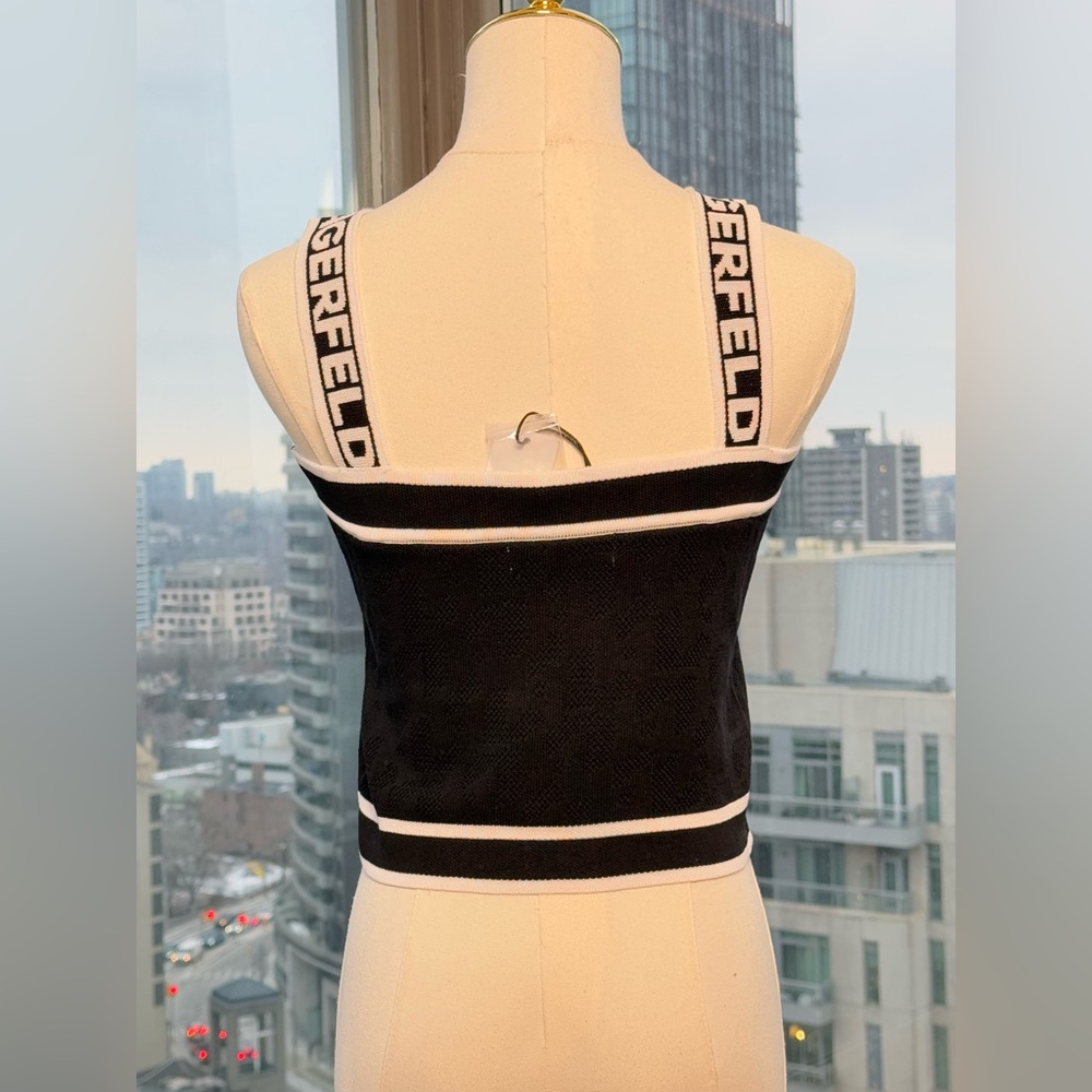 🆕 KARL LAGERFELD 🧿 NWT Classic Black Knit Cami with Logo Embroidery, Buttons - Picture 9 of 14